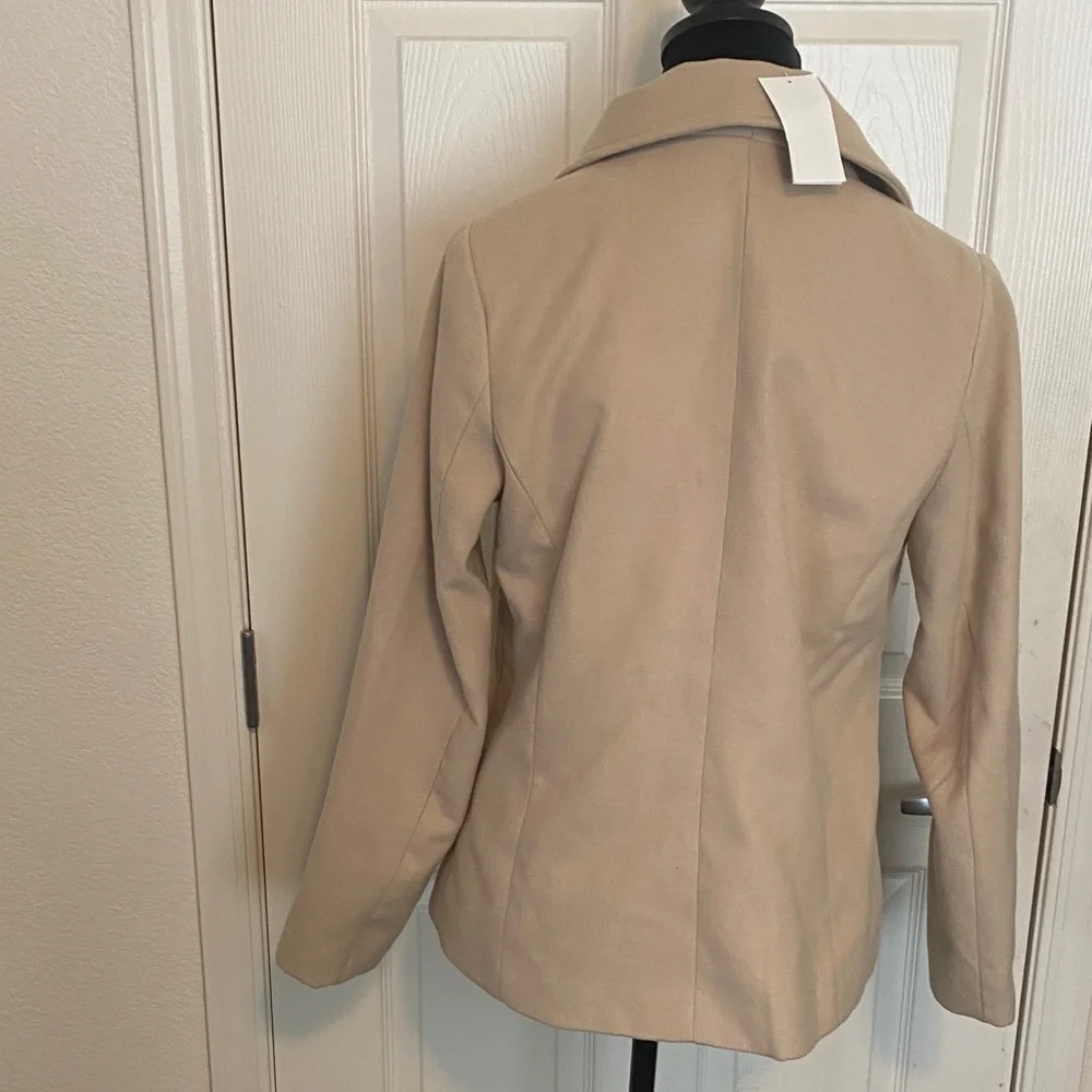 Classic Tan Double-Breasted Women's Coat - Picture 3 of 5